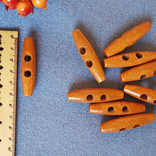A2 6 Stück 50mm Holzknöpfe, Knöpf aus Holz, Knebel Toggle Oval Holz Knöpfe, Braun/Rot, Naturknöpfe