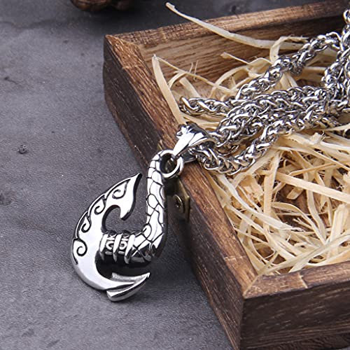 YABEME Wikinger Axt Nautischer Anker Anhänger Halskette Hochglanzpolierter Edelstahl Nordischer Herren Keltisch Pagan Amulett Schmuck,70 cm 27.55 inch