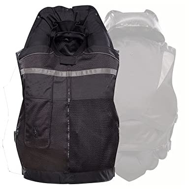 YXYECEIPENO Reflektierende Motorrad-aufblasbare Weste Reiterweste Trockenes Airbag-Schutzsystem Wird In Motorradreiten, Reiterbewegung Verwendet (Color : Black, Size : L)