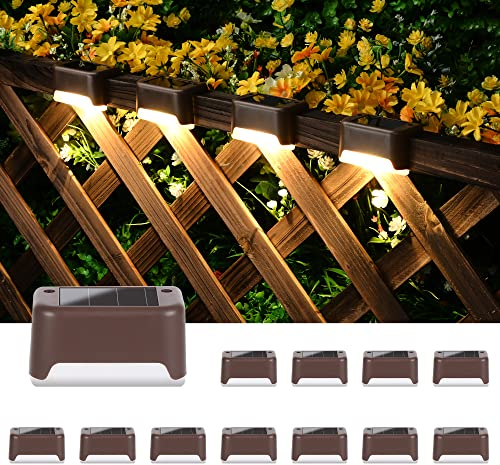 Solpex Luci solari per esterni, 12 pezzi, luci solari impermeabili a LED per recinzioni esterne, gradini, recinzioni, cortili, vialetti (bianco caldo)