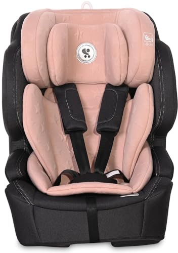 Lorelli Auto Kindersitz Andromeda mit Isofix i-Size, Mitwachsender Autositz für Kinder von 76-150 cm, Babysitz, Autokindersitz, Einstellbare Kopfstütze, 5-Punkt-Sicherheitsgurt, rosa