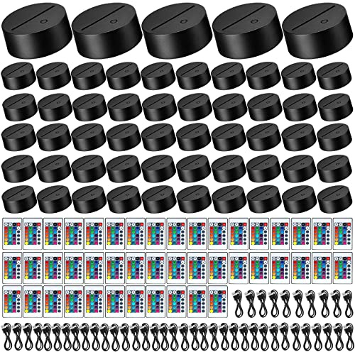 Hortsun 45 Pieces 3D Night LED Light Lamp Base, Light Base Holder with Remote Control and USB Cable Adjustable 16 Colors 4 Modes for Room Bedroom Living Room Bar Shop Restaurant Office(Black)