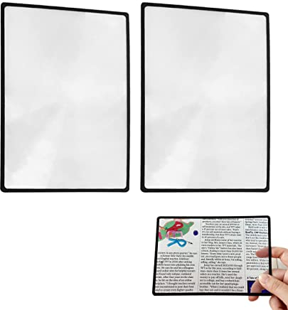 SIOPPKIK Vergröserung Leselupen Vergrößerungsglas für ganze Seiten Fresnel Lens Lupe für Senioren und zum Lesen, Schmuck, Bücher, Landkarten(2 Stück, 4.70x7)