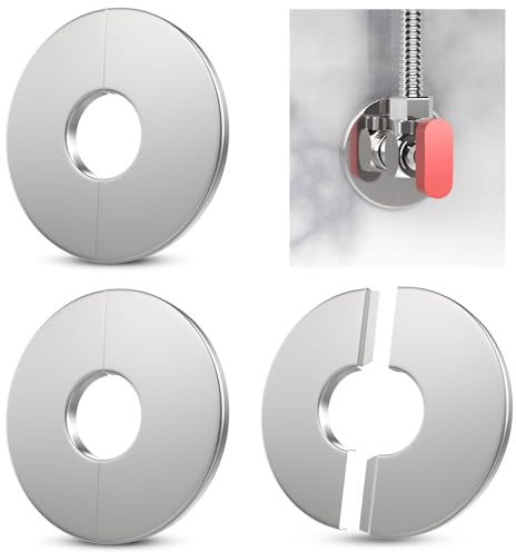 HONSNKS - Flangia divisa da parete, 3 pezzi, piastra rotonda autoadesiva in acciaio inossidabile 304, copertura per foro per tubi vari (23 mm ID)