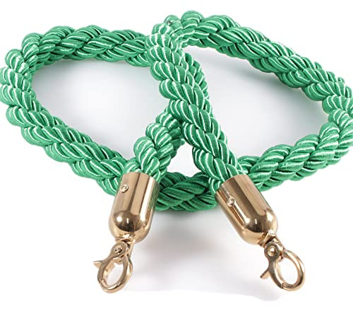 Kerafactum Corda di chiusura con moschettone, corda di chiusura extra spessa, per corrimano o corrimano, diametro 32 mm, 150 cm, colore verde oro