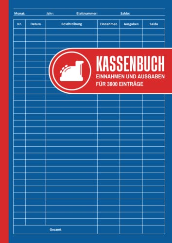 Kassenbuch: Einnahmen und Ausgaben für Selbstständige, Vereine, Kleinunternehmer | A4 | 3000 Einträge