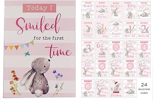 Design by Violet Baby Meilensteinkarten 24 Stück Andenken Momente Babyparty Geschenke Junge oder Mädchen Uni Meilenstein Baby Karten für frischgebackene Eltern Schwangerschaft Geschenke und