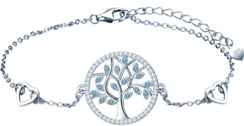MŚ 1997 MENNICA ŚWIDNICKA Bracciale da donna con albero della vita, in argento 925, 5 colori (17 + 3 cm regolabile), con albero della vita, per donne e ragazze, in argento 925