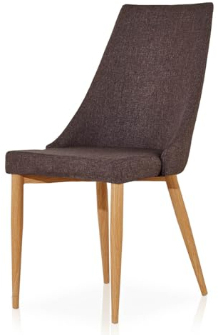 KHG Esszimmerstuhl Polsterstuhl 100% Polyester Esszimmer Dunkelgrau | 4-Fuß Metallgestell in Holzoptik Buche | BHT 46,5 x 90 x 63 cm | 110 kg max. Belastbarkeit | ideal für Küche Büro Wohnzimmer