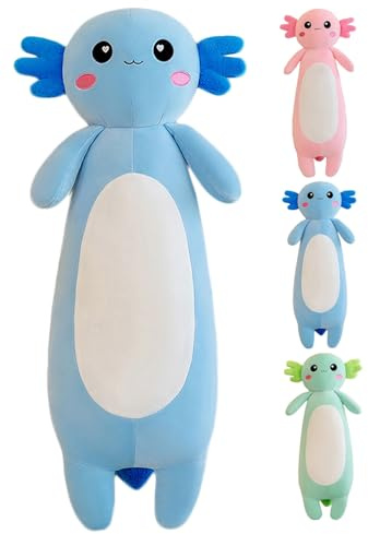 Kekeso Long Axolotl Stuffed Animal Salamander Plush Pillow, Soft Axolotl Plush Toy for Boys Girls Gifts for Christmas (Blue, 65cm/25.59inch)