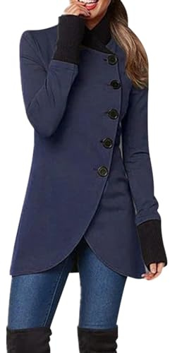 Cocila Giacca Imbottita Bambina Cappotto casual da donna Tinta unita Cappotti a maniche lunghe Maglione Giacca casual con cerniera con cappuccio e bottoni Imbottito