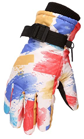 DUHGBNE Winter Outdoor Snow Skating Snowboarding winddichte warme Handschuhe perfekt für 11 bis 16 Jungen und Mädchen Partnerhandschuh (White, One Size)