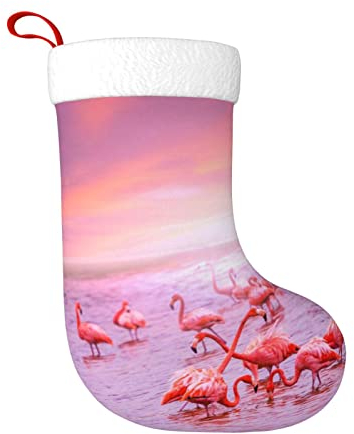 FROON Plüsch-Weihnachtsstrumpf, rosa Flamingos, dekorativer Weihnachtsstrumpf – perfekter Weihnachtsstrumpf, ideal für Geschenke und Geschenke, Weihnachtsstrumpf-Taschen
