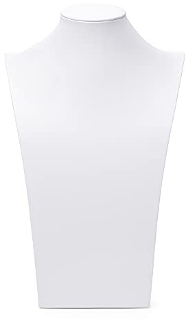 Oirlv White PU Leather Jewellery Bust Necklace Display Stand Trade Show Necklce Holder