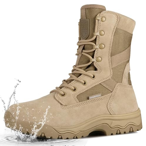FREE SOLDIER Taktische Herrenstiefel 8 Zoll Leichte Kampfstiefel Langlebige Wildleder Militärische Arbeitsstiefel Wüstenstiefel