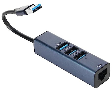 Adattatore USB a Ethernet, Adattatore Multiporta USB 4 in 1 Adattatore Ethernet da USB a LAN in Lega di Alluminio con 1 RJ45 100 Mbps, 1 USB 3.0 5 Gbps, 2 USB 2.0, per Tablet