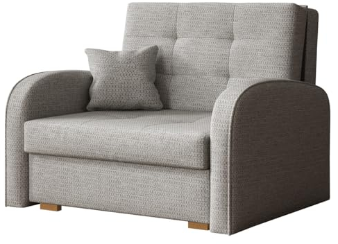 Mirjan24 Schlafsofa Viva Gold I mit Bettkasten, einsitzer Polstersofa mit Schlaffunktion inkl. Kissen, Bettsofa, Farbauswahl, Wohnlandschaft (Aragon 80)