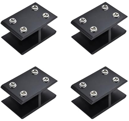 YFJBDKS 4 pièces Pince à Verre en Alliage d'aluminium Garde-Corps Verre à Pince à Verre, Clip de Support de Connexion pour clôture en Verre pour Balustrade en Verre,Noir,14mm~16mm