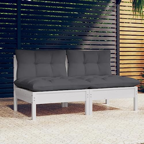 Iiaky 2-Sitzer-Gartensofa mit Anthrazit Kissen Sitzecke Balkon Gartenlounge Outdoor Garten Lounge Sofa Garten Couch Massivholz Kiefer
