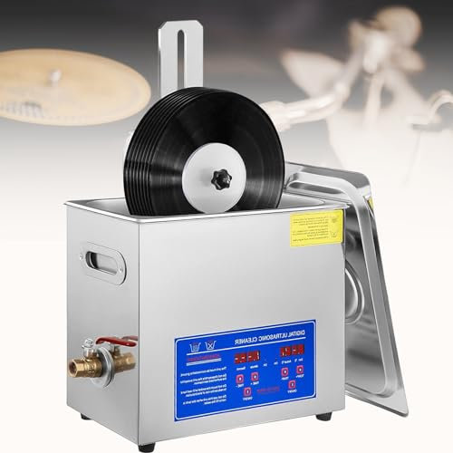 Vinyl Record Ultrasonic Cleaner - Professional LP Cleaning, 8 PCS at Once, Auto-Rotating, 180W Machine with 0~30 Min Timer