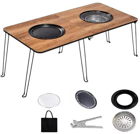 Tavolino da Campeggio Pieghevole, Barbecue da Tavolo con Coperchio, Facile da Pulire Lavello Coibentato, Cucina da Campeggio, per Picnic, BBQ, Campeggio(60 * 120CM)