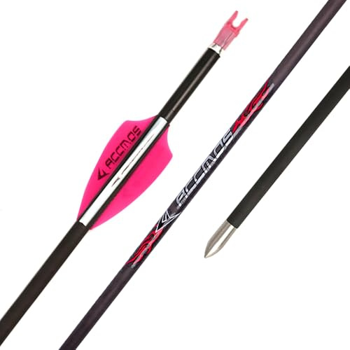 PHILOCS 12Stück ID 4,2 mm Rosa weiße Vane Jagdpfeile Spine 1000 1100 1300 1500 1800 Übungspfeil für Recurve-Bogen Compound-Bögen Bogenschießen (Spine 1500, 27inch)