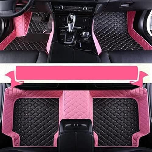 junjfawi Auto Fußmatten für Peugeot 3008 II SUV 2016 2017 2018-2023, Custom Bodenmatte Allwetterschutz Fussmatten rutschfeste Automatten Interieur Zubehör,G Black Pink