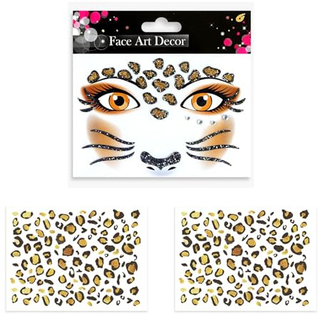 Aufkleber Gesichtsaufkleber Gesicht Dekoration Glitter-Gesichtsaufkleber Make-up Aufkleber Leopard Gesicht Aufkleber Abschlussball-Show Karneval Party Halloween