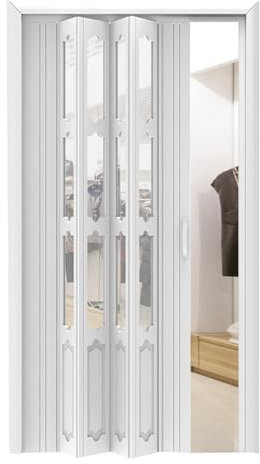 FalttüR Weiße PVC-Falttür aus Kunststoff, Innen-Akkordeon-Trennwand, 203,2 cm hoch, mehrfach faltbare Innentüren mit Installations-Hardware und Schloss, Falttüren für Schrank(38x80in(96.5x203.2cm))