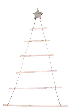 CONGARTENO Hängender Weihnachtsbaum Zweig Aus Holz Mit Bindfaden Selbstgemacht Baumschmuck Für Wanddeko Mit Seil Zum Aufhängen Passend Für Tannenzapfen Und Weihnachtsornamente
