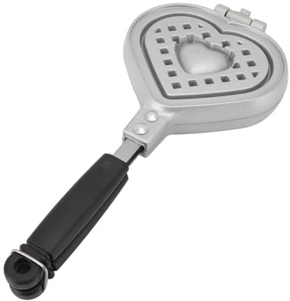 Gaufrier en Forme de Cœur, Gaufrier Antiadhésif en Forme de Cœur, Mini Moule à Gaufres avec Poignée, Moule à Gâteau Double Face, Moule à Gaufres en Alliage D'aluminium pour