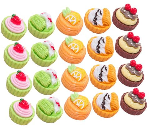 Toyvian Pretend Set 24pcs Miniature Dessert Models Cake Toers for Miniature Kitchen Scene