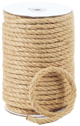 Radix Rope Natural Jute Twine, 8MM x 100FT Jute Rope Roll, Heavy Duty Thick Twine for Cat Scratching Post, Bundling, Gardening and DIY Crafts