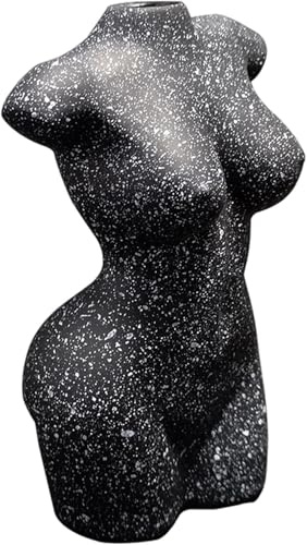 Gcljlmy Female Body Flower Vase,Art Dry Flower Vase,Women Body Figurine Planter Plant Pot,Resin Boho Chic Decoration (Black)