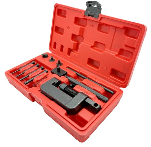 HYSHLC 13 Pcs Motorcycle Chain Breaker Kit, Universal Chain Cutter Splitter Rivet Tool Set, Chain Link Removal Tool for Bike, ATV with Carry Case