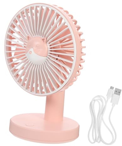 HOMOBABE Ventilador de Mesa USB Recargable Portátil Diseño Sencillo y Compacto para Oficina Hogar y Viaje Silencioso Rosa