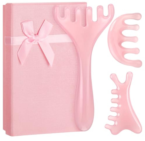 ProSuites 3Pcs Scalp Massage Tool for Head Massager Tool Pink Resin Gua Sha Comb for Relaxation Christmas,Stocking Stuffs