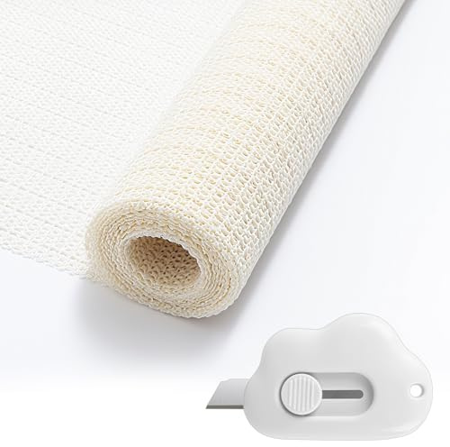 70 x 140 cm Alfombrilla Antideslizante, PVC Antideslizante Alfombra, General bajo Adecuado para Coches y cajones de Cocina, Alfombra de parquet - Blanco Roto