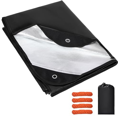 REDCAMP Heavy Duty Emergency Blanket for Survival,7x5ft Reflective, Black