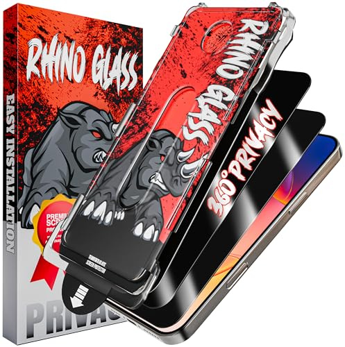 Rhino Glass 2-Pack Easy Install Privacy Screen Protector for iPhone 11 6.1″ [True 360°Anti Spy] [Scratch-Resistant 9H+ Tempered Glass] Gen 2 – with Alignment Frame