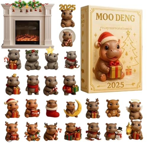 Calendrier De L Avent,Ornement en Acrylique 2D d'Hippopotame | Décoration de Compte à Rebours de Noël de 24 Jours,Pour Filles Garçons Fans Du Nouvel An Collection De Vacances