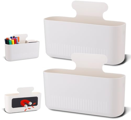 TranRantic 2 Stück Magnetischer Stiftehalter, Groß Whiteboard Stifthalter | Magnetische Markerhalterung mit Abnehmbaren Trennwänden, Magnet Aufbewahrungsbox für Kühlschrank, Whiteboard, Spind
