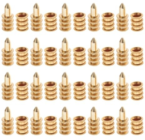 TOKIDNY 20pcs Zinc Alloy Copper Table Leaf Connectors Dowel Alignment Pins Rust-resistant Positioning Sleeves for Dining Table Stability Easy Installation