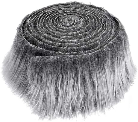 1PC Graues Kunstfell Stoff 5 cmx150 cm, Flauschiger Zuschnitt, geeignet für Spielzeug, Gnom-Bart, Weihnachtsmanskostüm und DIY Weihnachtsdekoration
