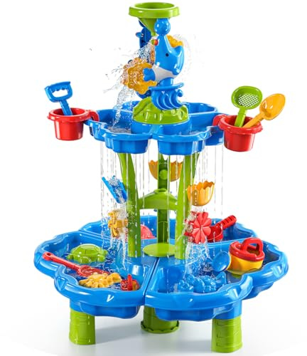 JUKUDAHU Kinder-Blumen-Wasserspieltisch für Kinder 3-8 Jahre | Sensorisches Aktivitätsspielset, Sommer-Spielzeug, Outdoor-Sand- und Wassertisch, Für Jungen und Mädchen