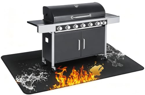 152 x 100 cm Grill Mat Fire Pit Mat, Reusable Heat Resistant Protection | Ronsan BBQ Grill Mat, Fibreglass Silicone Deck Protector for Patio, Decking, Grass and Tiles