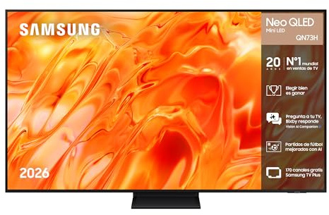 Samsung TV Neo QLED QN73H 75 4K Smart TV con IA | Vision AI Companion, Quantum Mini LED, AI Football Mode, Motion Xcelerator 120Hz, Perfecto para cine, gaming y deportes