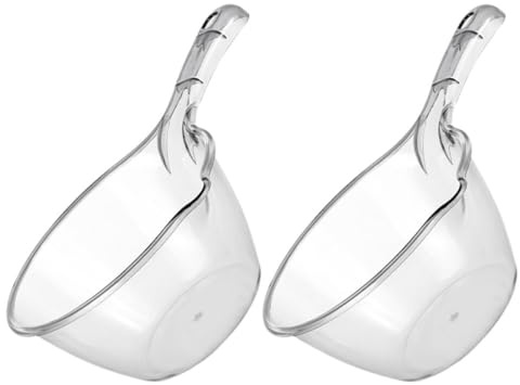 SUPVOX Cucharón de Plástico Grande para Cocina y Baño, 2 Unidades Gris, Mango Largo Ergonómico, Pala para Agua Doméstica, Utensilio Multifuncional para Lavar Frutas y Verduras, Recoger