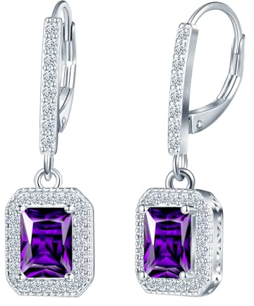 CPSLOVE Orecchini a cerchio da donna con ciondolo a forma di smeraldo, in argento sterling 925, taglio smeraldo, zirconi, ipoallergenici, eleganti orecchini per tutti i giorni, feste, matrimoni