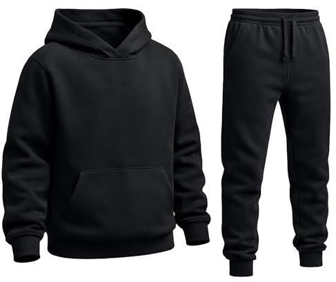 The Fancy Dress Boys Girls Tracksuit Set - Unisex Kids 2 Pcs Activewear Fleece Lined Hooded Sweatshirt and Joggers Bottom Set For Sports Running Jogging